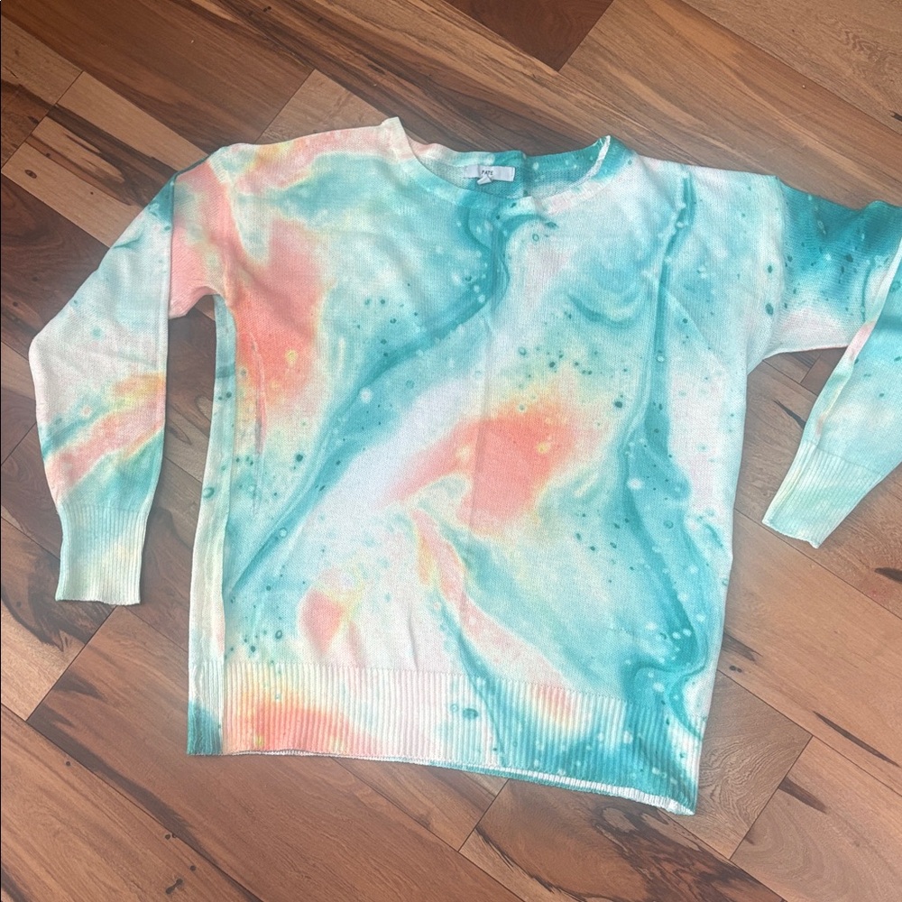 Fate Teal and Coral Knit Sweater